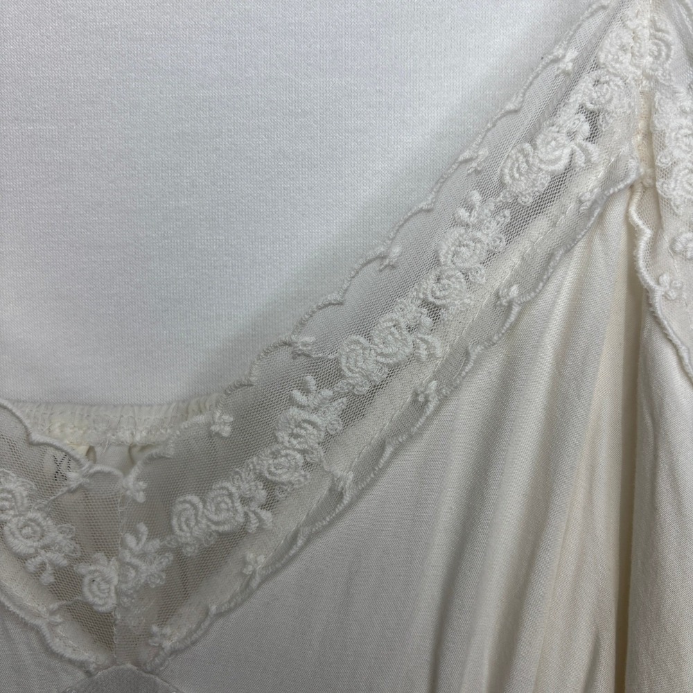 Whimsical Butterfly 3D Embroidered Hi-Low Slip Dress Ivory XL Boho Cottage Fairy - Picture 7 of 16